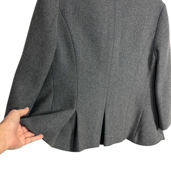 Anthropologie Tabitha Jacket Size 6 Gray Blue Wool Blend Terrace House Ruffle - Picture 6 of 11